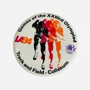 Vintage 1984 Los Angeles Olympic Games Track & Field Pinback Button